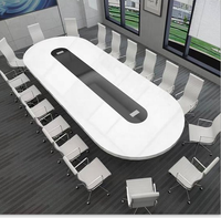 Haute qualité courbe Unique surface solide Table de conférence de forme ovale Table de conférence mobilier de bureau Table de réunion