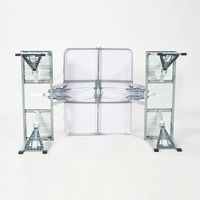 Ensemble de table et de chaises pliantes en alliage d'aluminium moderne avec trou pour parasol, portable pour la plage, le pique-nique, le camping