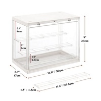 Vitrine d'exposition portable en acrylique LED sans fil, empilable sur 3 niveaux, transparente et anti-poussière pour figurines