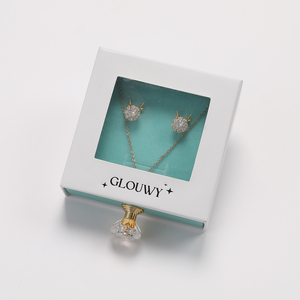 Customized Logo Luxury Cardboard Drawer for Jewelry <b>Earring</b> Ring Bracelet Packaging <b>Box</b> PVC Window Square for Jewellery Storage - Product Image 5