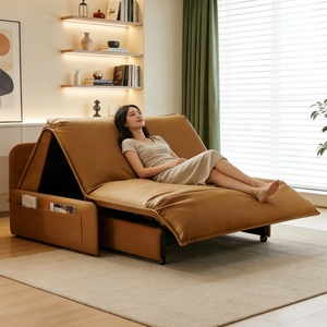 Canapé-lit convertible multifonctionnel intelligent, fauteuil inclinable moderne en cuir avec rangement latéral D08 - Product Image 2