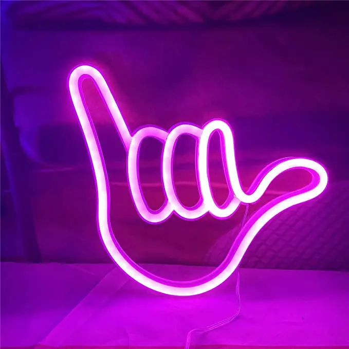 Goldmore Hand Shape Finger Neon Sign Lights Hanging Decorative Neon Light USB Or Battery Operated For Home Bedroom Bar