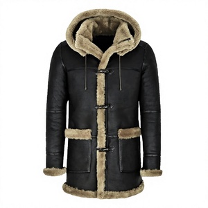Chaqueta Bomber de Piel de Oveja para Hombre, Estilo Aviador, Larga, Informal de Invierno, Transpirable, Anti-UV, Forro de Sherpa, OEM - Product Image 1