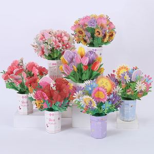 Carte de vœux créative 3D pop-up en papier découpé à motif floral pour la Journée des enseignants transfrontalière, avec messages de gratitude et de bénédiction, en papier spécial - Vente en gros - Product Image 1