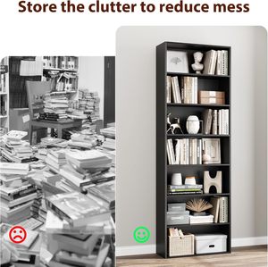 Étagères ouvertes indépendantes à 7 niveaux pour rangement <span class=keywords><strong>et</strong></span> décoration, meubles adaptés à la maison, au bureau, au salon, à la chambre à coucher, couleur noire - Product Image 5