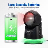 Lector de Códigos de Barras OEM de Ángulo Amplio con Sensor Automático, Bluetooth, 2600mAh, Carga Inalámbrica, Escáner de Códigos de Barras de Escritorio Manos Libres