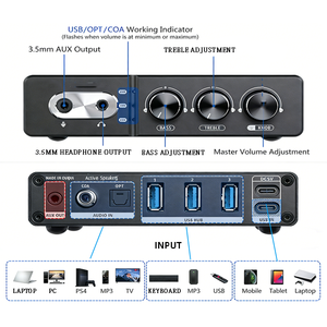 Amplificateur domestique <span class=keywords><strong>AIYIMA</strong></span>, hub DAC pour jeux avec boîtier métallique pour haut-parleurs de bureau actifs 2.0 canaux PS5 - DAC-A2 PRO - Product Image 2