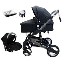 Poussette bébé 3 en 1 pliable, poussette pour nourrissons et nouveau-nés avec siège réversible, poussettes de luxe pour tout-petits avec siège auto