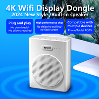 Transmisor Inalámbrico para TV, Adaptador de Pantalla Portátil 4K con Altavoz Integrado, 1 Año de Garantía, Cuatro Núcleos, Compatible con Mirror App, YouTube y TikTok