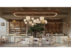 Mostrador de Exhibición para Cafetería y Restaurante, Muebles de Madera Sólida, Juego de Mesa y Sillas, Mostrador de Caja Moderno para Cafetería - Product Image 1