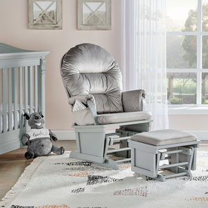 Pouf Oscillante Madison in Legno Grigio e Tessuto Grigio Chiaro per Cameretta, Prodotto in Cina, Modello AL1120 - Product Image 3