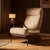 Fauteuil inclinable en tissu chenille avec structure en acier inoxydable et accoudoirs en bois massif, sans prise électrique, pour l'ameublement de la maison