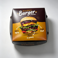 Boîtes carrées jetables écologiques pour frites, pliables en papier, personnalisées pour poulet et burgers, avec pelliculage brillant, pour la restauration rapide