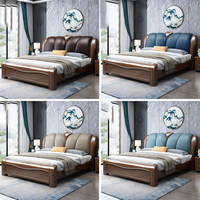 Lit en bois massif noyer simple double boîte haute rangement lit double très grand meuble de chambre à coucher