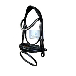Nouvelle bride anatomique faite à la main pour l'équitation équestre en cuir durable avec logo personnalisé et bandeau en cristal - Product Image 1