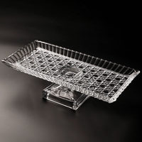 Plateau rectangulaire en cristal pur fait à la main de style européen, motif solide, plateau à découper, cristal transparent, plateau à fruits, dessert, plateau de salon