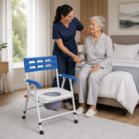 Chaise de toilette pliante portable de qualité médicale, siège de toilette réglable en hauteur, équipement de soins aux patients, 2 pièces