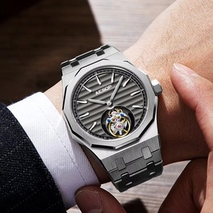 Reloj Mecánico Tourbillon para Hombre AESOP, Caja de Acero Inoxidable, Esfera Azul, Cristal de Zafiro, 42 mm, Movimiento Analógico de Lujo - Product Image 3