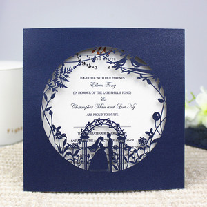 Ychon personalizado ahuecado hermosas invitaciones de boda compromiso tarjetas de invitación de boda con sobres - Product Image 1
