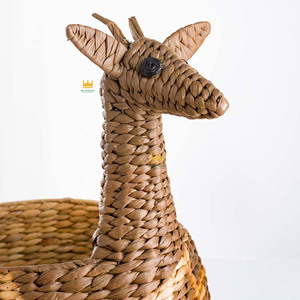Paniers de rangement en paille tressée à la main en forme de cerf mignon en jacinthe d'eau, paniers de rangement pour jouets en paille pour les chambres d'enfants - Product Image 2