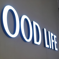 Lettres de signalisation LED personnalisées 3D, éclairées par l'avant et le dos, effet halo, en acier inoxydable et acrylique pour devanture de magasin