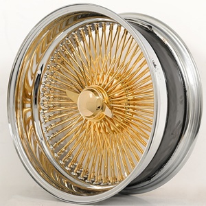 Rueda de alambre Mforegd personalizada de 20, 22, <span class=keywords><strong>24</strong></span>, 26 pulgadas, centro dorado estándar, recta, con <span class=keywords><strong>72</strong></span>, 100, 150 radios, tipo Knock-Off para vehículos clásicos. - Product Image 2