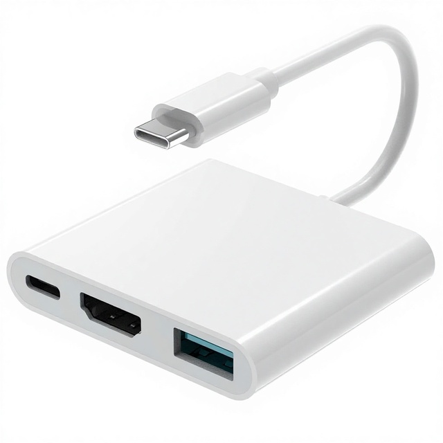 Type C to HDTV+USB3.0 A+Type C Female Hub with Pd Charging and Data 3 in 1 USB3.1 Adapter  Cable iPhone 15/16