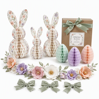 Set de Guirnaldas de Huevos de Conejo con Estampado Floral y Diseño de Panal para Decoración de Centro de Mesa en Primavera, Pascua, Brunch y Fiestas en el Jardín