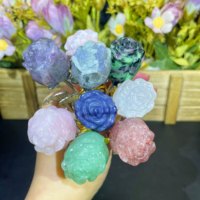 Prix d'usine – Fleurs de cristal mélangées en quartz rose avec fleurs en fluorite naturelle sculptées à la main en métal – Cadeau de sculptures en cristal