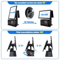 Nouveaux produits Système POS 15,6 pouces Écran secondaire Rotation à 90 degrés °   Système de point de vente tout-en-un à double écran pour supermarché