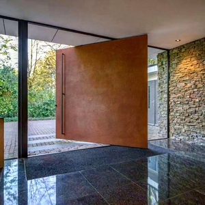 <span class=keywords><strong>Porte</strong></span> pivotante <span class=keywords><strong>d</strong></span>'<span class=keywords><strong>entrée</strong></span> moderne en aluminium noir Alufront série 100, design personnalisé de luxe, sécurité renforcée pour villa - Product Image 1