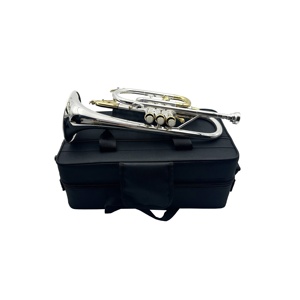 Trompeta <span class=keywords><strong>Corneta</strong></span> SEASOUND de Alta Calidad en Si Bemol con Cuerpo de Latón, Gatillo, Superficie Plateada y Llaves Doradas OEM JYCT408DSG - Product Image 6