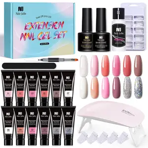 15ml Nail Extension Set Paper Free Quick Crystal Extension Gel Color Box uv lamp nail kit with uv