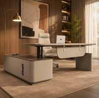 Bureau de direction moderne en L, en bois, réglable en hauteur, pour usage commercial, avec rangement, design élégant et durable
