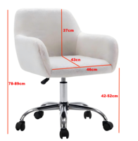 Chaise de bureau ergonomique de luxe contemporaine à hauteur réglable manuellement, pivotante à 360°, en fausse fourrure, avec plusieurs options de fausse fourrure