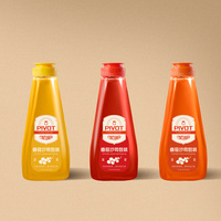 Bouteille en plastique de 16 oz (500 ml) sans BPA pour ketchup, mayonnaise, vinaigrette, confiture, sauce barbecue, sauce à presser