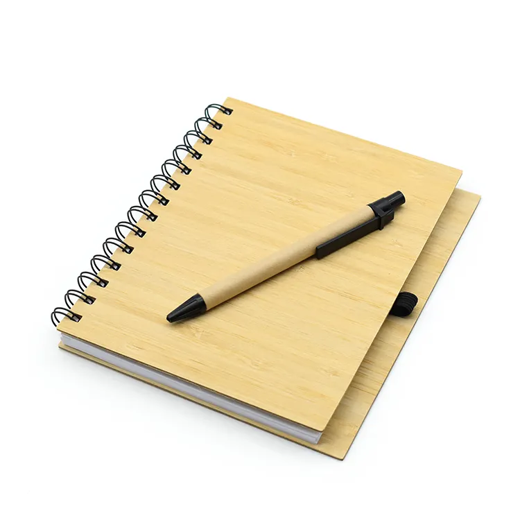 High quality environmental friendly school Office Stationery 100% Natural Bamboo pen and notebook set
