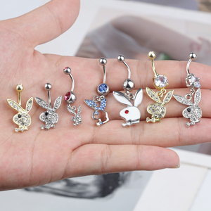 Zesen trẻ em thép không gỉ chống dị ứng thỏ nút bụng xuyên đồ trang sức cắt cơ thể chuỗi đám cưới vòng bụng bán buôn - Product Image 2