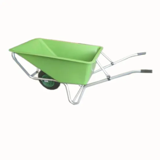 green color big water capacity plastic tray for horse wheelbarrow Plastic bucket double wheels garden wheelbarrow