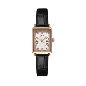 Montre pour femme de grande valeur, rétro, petit cadran carré, bracelet en cuir, quartz, étanche - Product Image 6