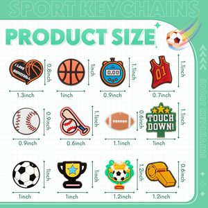Lot de 36 <span class=keywords><strong>porte</strong></span>-clés en PVC personnalisables sur le thème du sport (baseball, football, basketball) – Cadeaux de fête en gros, récompenses d'équipe, sacs cadeaux - Product Image 2