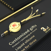1M 3 In 1 Pengisian Kawat Teleskopik Three-In-One, Kabel Data untuk Ip Android Tipe-C Ponsel Universal Kabel Usb