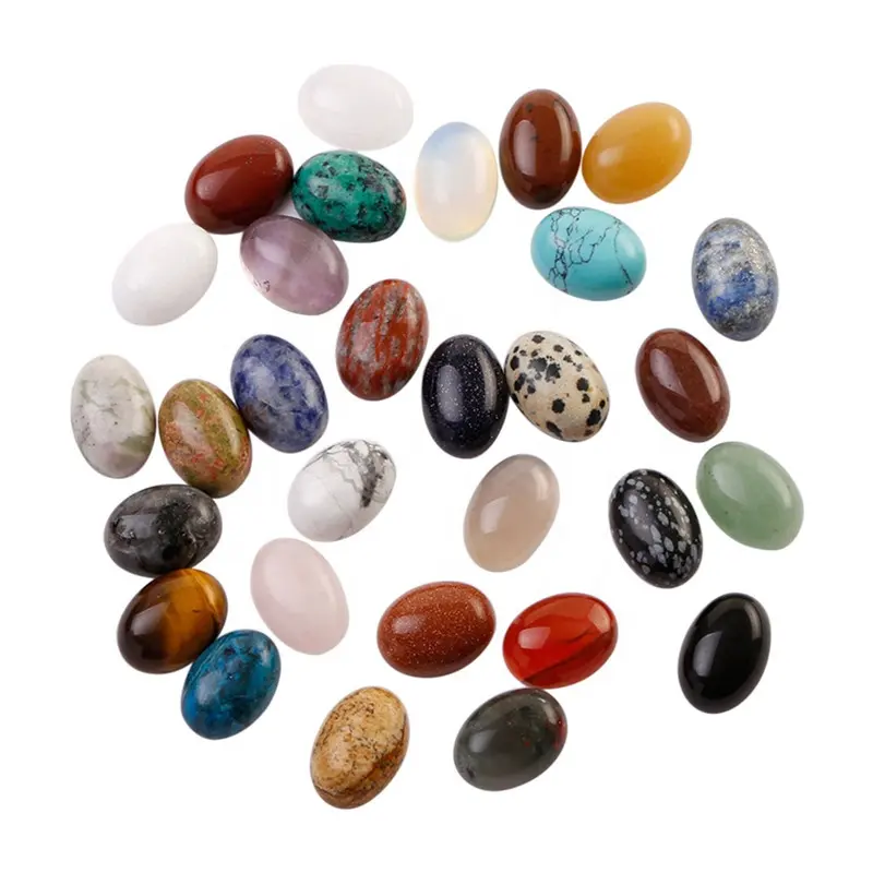 Оптовая продажа, бусины из натурального драгоценного камня 13x18 мм, разные камни, овальные плоские кабошоны для изготовления колец, браслетов