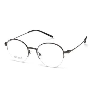 Cadres de lunettes demi-jantes rondes, nouveau design 2019 de style à la mode, en stock, vente en gros