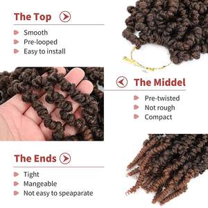 Extensions de cheveux au crochet pré-torsadées Spring Twist, 10 pouces, courtes et bouclées, Mini <span class=keywords><strong>Passion</strong></span> Twists - Product Image 3
