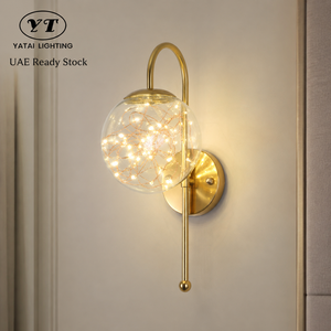 Lámpara de pared LED dorada moderna para dormitorio, hotel, hogar, decorativa para interiores, luz blanca cálida, montada en la pared, 6W, 20cm, 42cm - Product Image 1