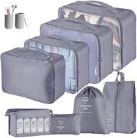 Ensemble de 9 Organiseurs de Compression avec Logo Personnalisé pour Voyage, Cubes de Rangement pour Valise, Sacs d'Organisation de Bagages