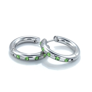 MS-743 hợp thời trang Bông tai 18K mạ vàng thép không gỉ Hoop bông tai đỏ Hồng Xanh Trắng Zircon Inlay - Product Image 5