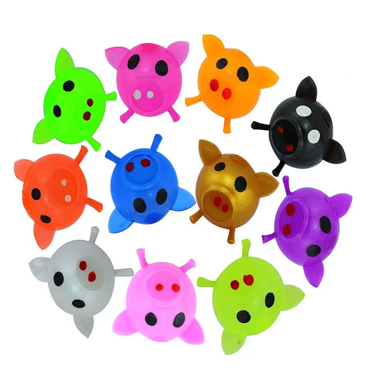 Hot Selling High Quality Funny Environmental-Friendly Colorful TPR Sticky Pig Head Venting Ball Toys