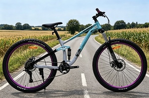 Bicicleta de Montaña de Suspensión Completa de 26 Pulgadas, 1x8 Velocidades, Frenos de Disco Hidráulicos, Degradado de Color, Cuadro de Acero de Alto <span class=keywords><strong>Carbono</strong></span> para Todoterreno - Product Image 2